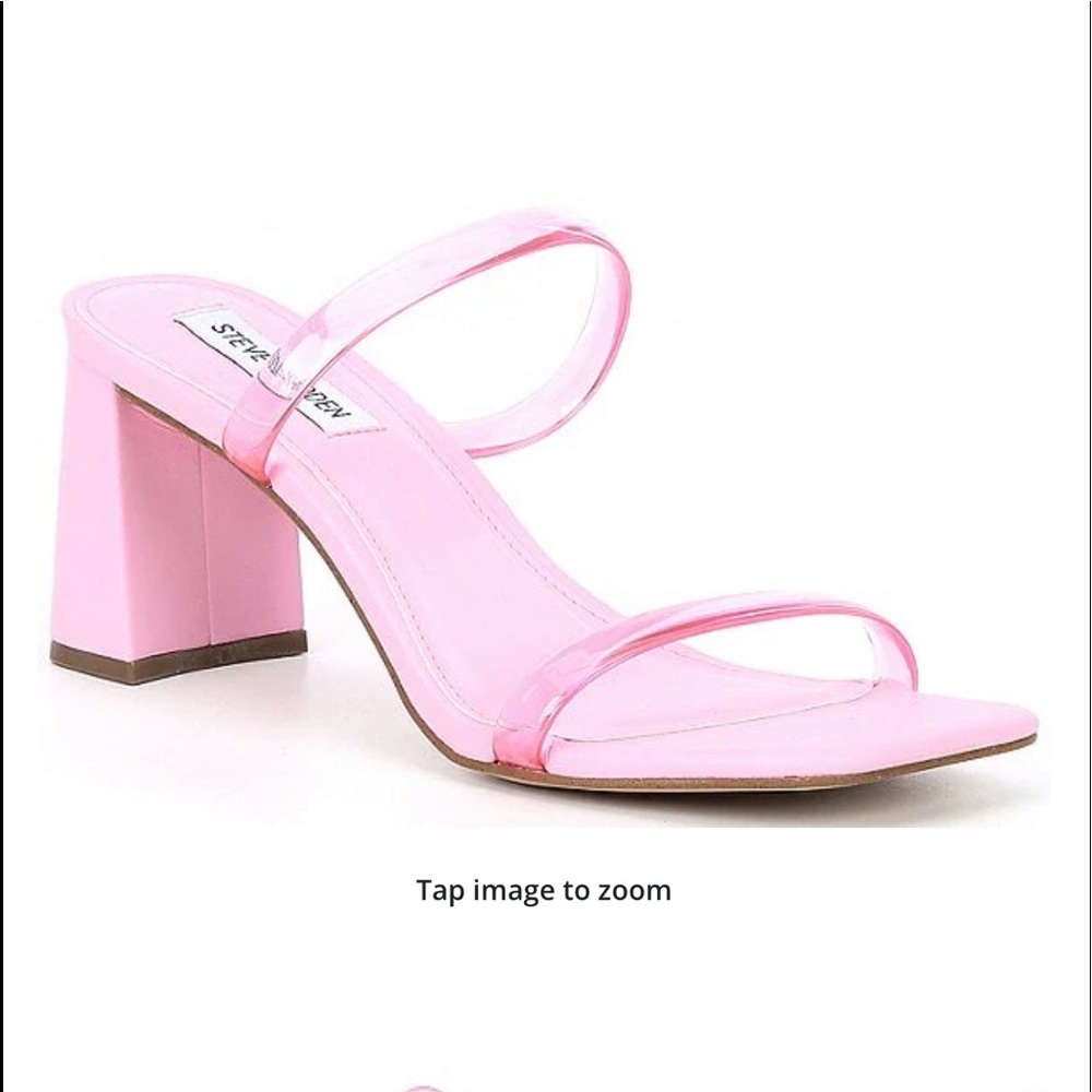 Steve Madden Lilah Clear Square Toe Block Heel Banded Dress Sandals Sz 9